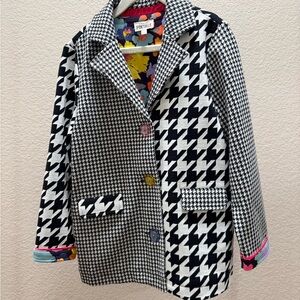Finding Foxtail Girls Houndstooth Blazer - Black and White